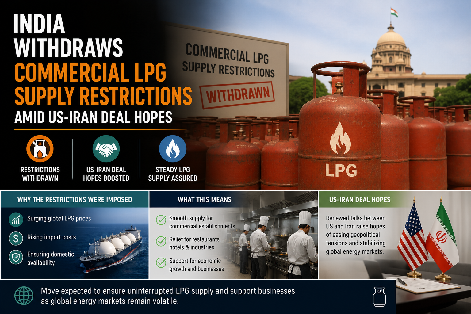 India Withdraws Commercial LPG Supply Restrictions Amid US-Iran Deal Hopes: What It Means for Consumers and Markets