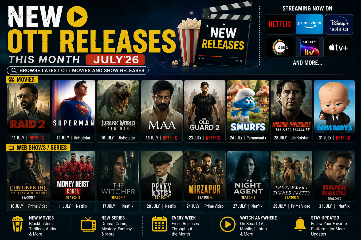 New OTT Releases This Month (July '26) | Browse Latest OTT Movies and Show Releases