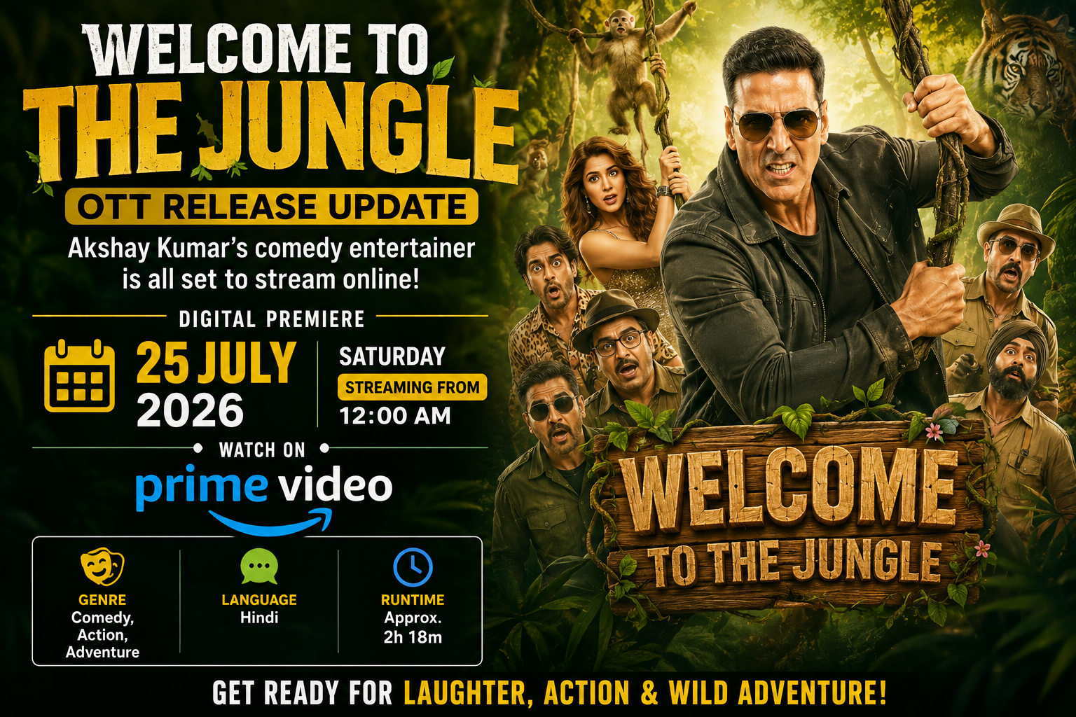Welcome To The Jungle OTT Release: When and Where to Watch Akshay Kumar's Comedy Entertainer Online